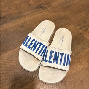 Valentino Women’s Leather Logo Slide Sandals Size 7